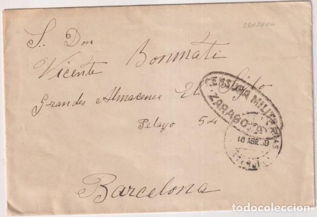 Francobolli: Carta de Arcos de Las Salinas (Teruel) A Barcelona Con Fechador 10 Abr. 1939 y Censura Militar de Za