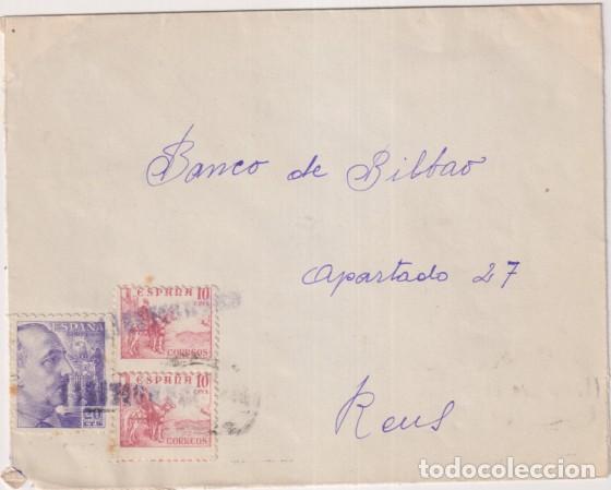 Francobolli: Sobre a Reus. (Banco de Bilbao) del 9 Jul 1944. Con Censura Militar