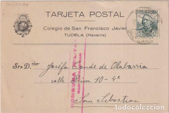 Francobolli: Tarjeta Postal Con Membrete de colegio San Fr. Javier (Tudela) a Condesa de Olabarr&iacute;a (San Sebasti&aacute;n