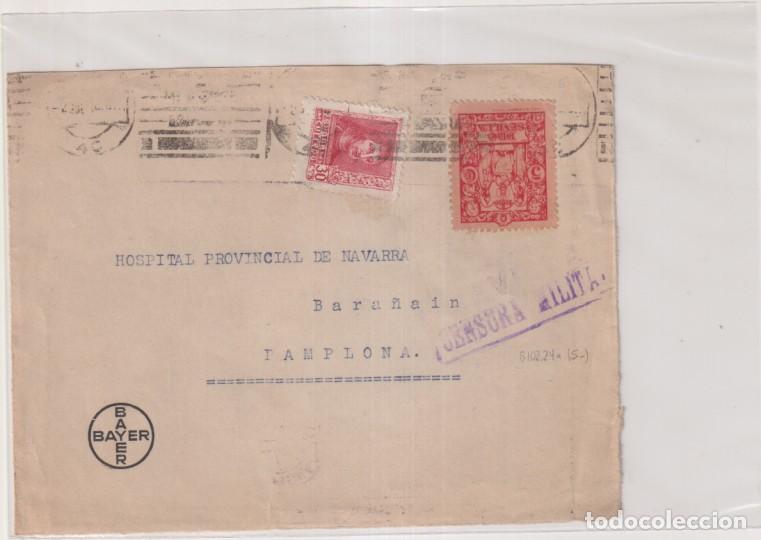 Sellos: Frontal de Carta con Membrete, Bayer, Sevilla a Bara&ntilde;ain, Hospital Provincial Navarra. Franqueado (J