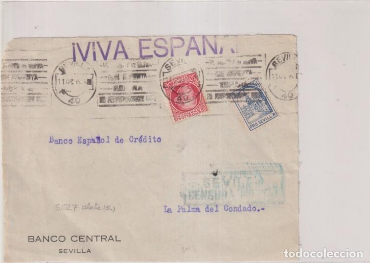 Sellos: Frontal de Carta patri&oacute;tica con Membrete de Sevilla a La Palma del Condado del 11 Dic. 1937. Con Edi