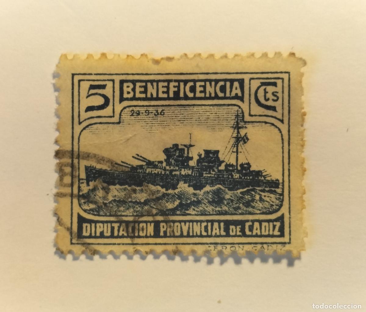 Sellos: SELLO LOCAL BENEFICENCIA CADIZ - DIPUTACI&Oacute;N PROVINCIAL 1936.