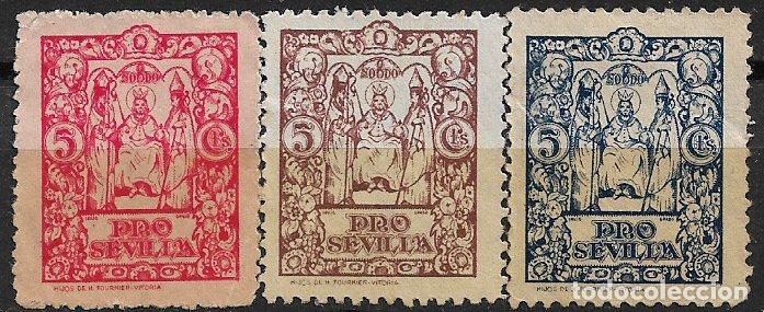 Sellos: SELLOS LOCALES, Guerra Civil, SEVILLA, Sevilla, FESOFI n&ordm; 9 a 11 (*)
