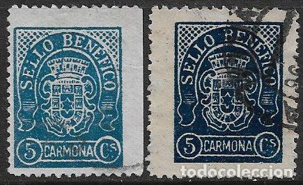Sellos: SELLOS LOCALES, Guerra Civil, SEVILLA, Carmona, FESOFI n&ordm; 1 (o) Variedad COLOR