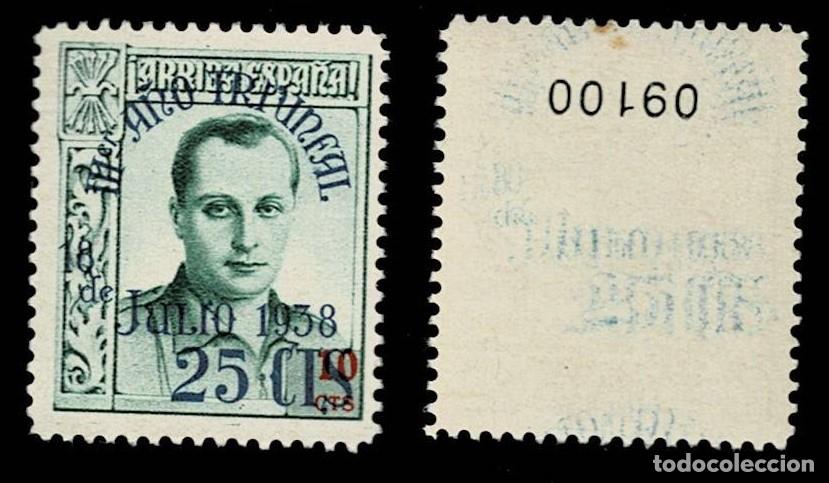 Briefmarken: 0036Guerra Civil Beneficencia Edifil NE 22 III A&Ntilde;O TRIUNFAL Valor 25 cts /s. 10 cts. con Sobrecarga