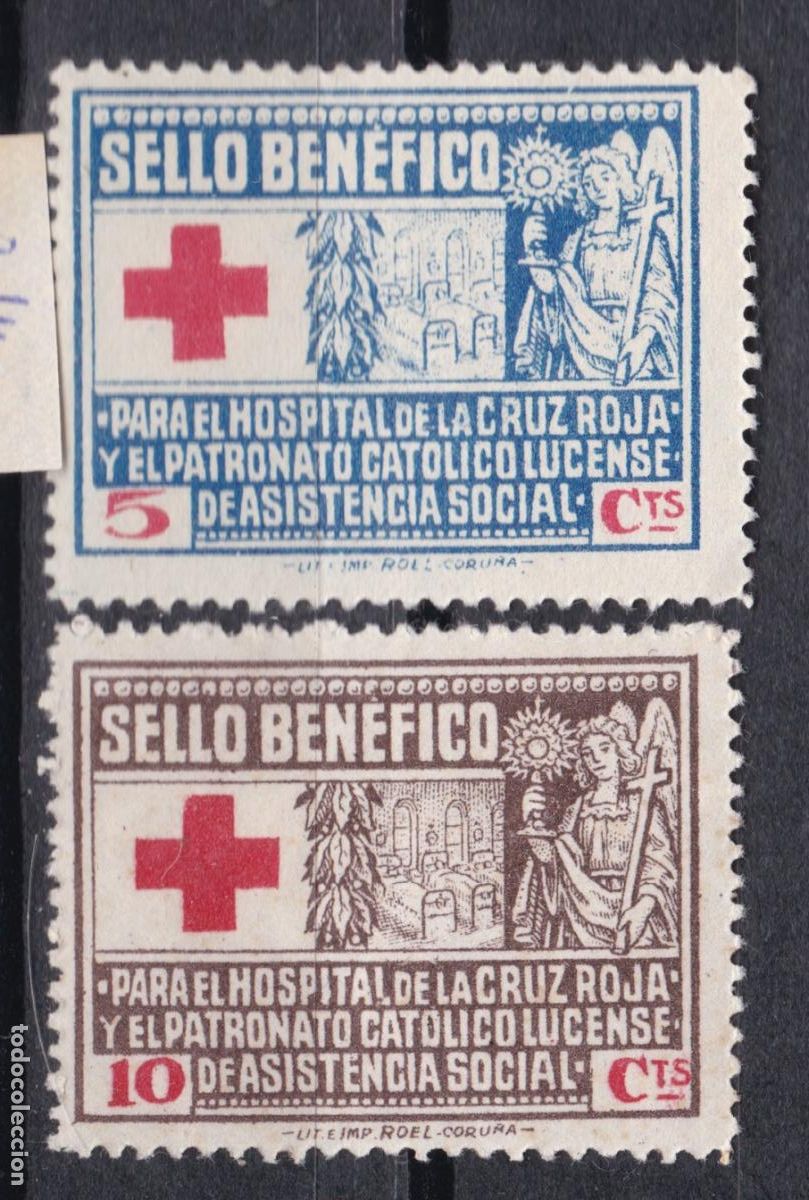 Sellos: CLR11- Guerra Civil . Locales Ben&eacute;ficos .Cruz Roja LUGO** Sin Fijasellos