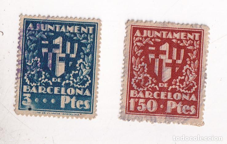 Sellos: LOTE DOS SELLOS ANJUNTAMENT DE BARCELONA 1,5 PTES. Y 3 PTES.