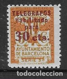 Sellos: BARCELONA, 30 CTS SOBRE 5 CTS- SOBRECARAGA.- HABILITADO PARA 30 CTS.- TELEGRAFOS- -. VER FOTOS