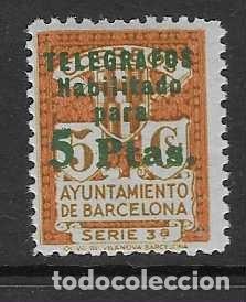 Sellos: BARCELONA, 5 PTAS SOBRE 5 CTS- SOBRECARAGA.- HABILITADO PARA 5 PTAS.- TELEGRAFOS- -. VER FOTOS