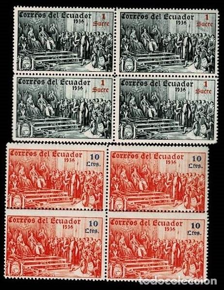 Sellos: 0005 Guerra Civil TEMA COLON Bloques de 4 Sellos realizados para ECUADOR en los Talleres Graficos de