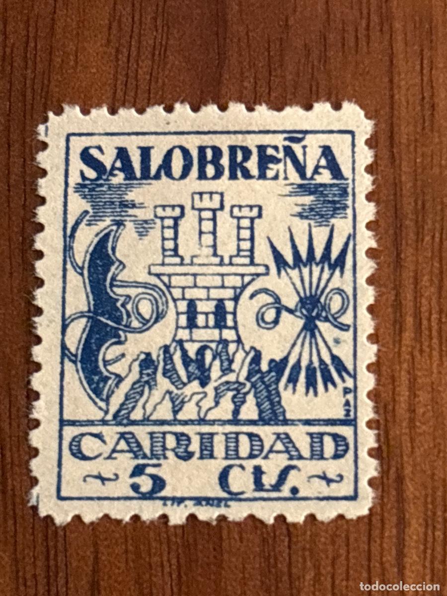 Sellos: SALOBRE&Ntilde;A (GRANADA) &ndash; CARIDAD &ndash; 5 CTS AZUL &ndash; VI&Ntilde;ETA BEN&Eacute;FICA &ndash; GUERRA CIVIL