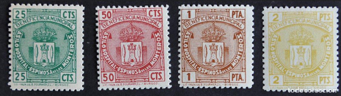 Sellos: BENEFICENCIA MUNICIPAL - ASILO HOSPITAL ESPINOSA DE LOS MONTEROS (BURGOS) - 4 VALORES **