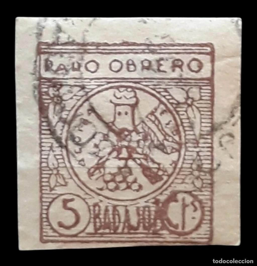 Sellos: GUERRA CIVIL - 1936 BADAJOZ - PARO OBRERO. USADO.