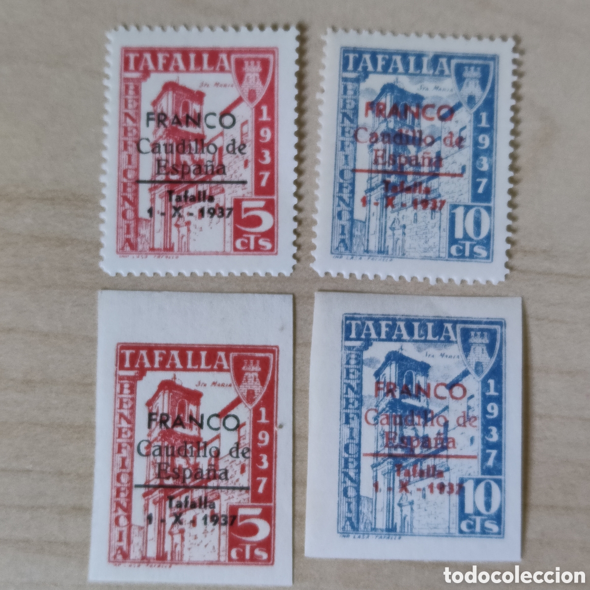 Sellos: a77 Navarra Tafalla Franco Caudillo de Espa&ntilde;a Allepuz 10 y 11 sin dentar VARIEDADES VER