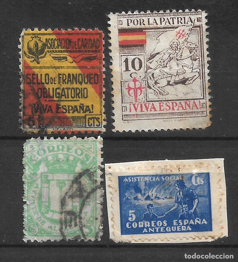 Sellos: espa&ntilde;a guerra civil 4 sellos usados - 11/17