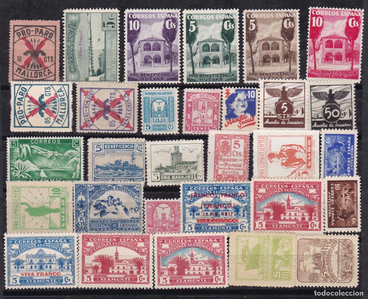 Sellos: F6-74-GUERRA CIVIL GRAN Lote .30 VI&Ntilde;ETAS NUEVAS Muy Buena Calidad