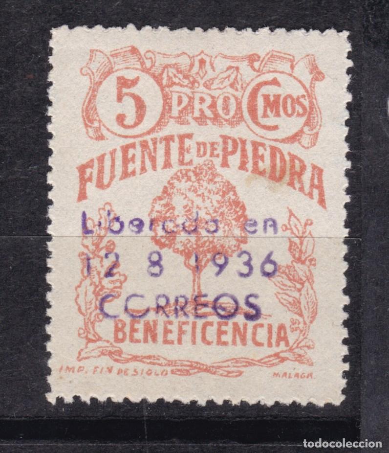 Sellos: AA5-Guerra Civil Beneficencia FUENTE DE PIEDRA Sobrecarga Liberada 1936 ** Sin Fijasellos. LUJO