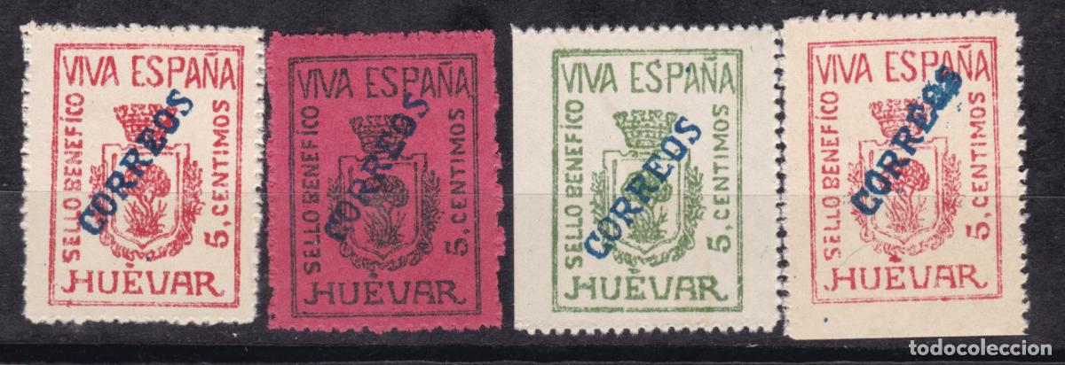 Sellos: FC4-88- Guerra Civil Lote 4 Vi&ntilde;etas DILAR Sobrecarga CORREOS ** Sin Fijasellos LUJO