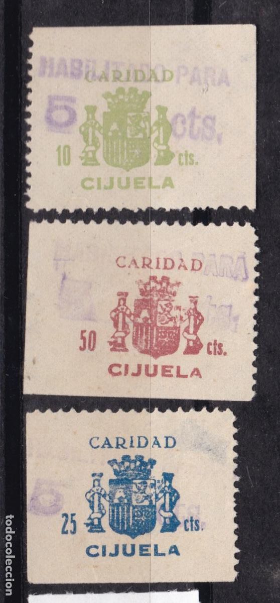 Sellos: FC4-101- Guerra Civil x 3 Vi&ntilde;etas CARIDAD CIJUELA Habilitados Nuevas (*) Sin Goma