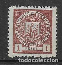 Sellos: CADIZ.- 1 PTA,-AUXILUO NECESITADOS- - VER FOTOS