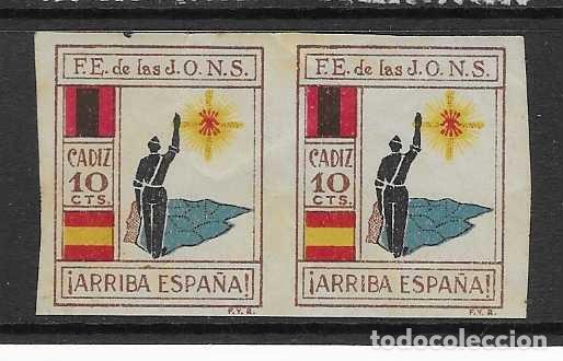 Sellos: CADIZ.- 10 CTS,-PAREJA SIN DENTAR-ARRIBA ESPA&Ntilde;A - VER FOTOS