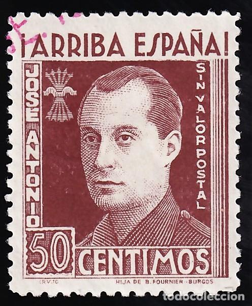 Sellos: Falange Espa&ntilde;ola, 50 cts. casta&ntilde;o, con numeraci&oacute;n, Jose Antonio Primo de Rivera, [SIN VALOR POSTAL.]