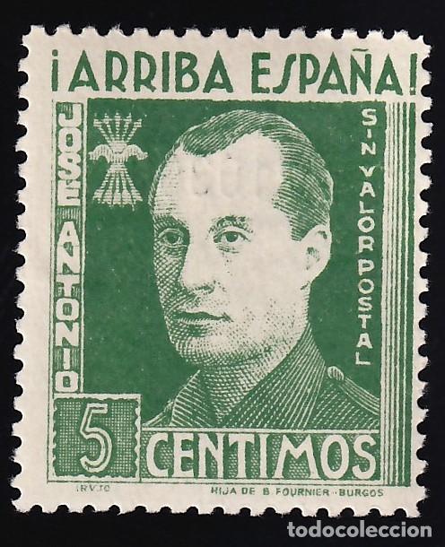 Sellos: Falange Espa&ntilde;ola, 5 cts. verde, con numeraci&oacute;n, Jose Antonio Primo de Rivera, [SIN VALOR POSTAL.]