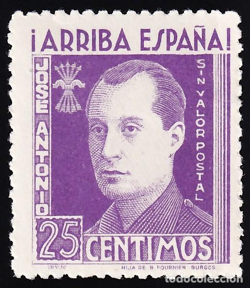 Sellos: Falange Espa&ntilde;ola, 25 cts. lila, con numeraci&oacute;n, Jose Antonio Primo de Rivera, [SIN VALOR POSTAL.]