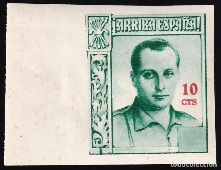 Sellos: Falange Espa&ntilde;ola, 10 c. verde y rojo /**/, [SIN DENTAR.]