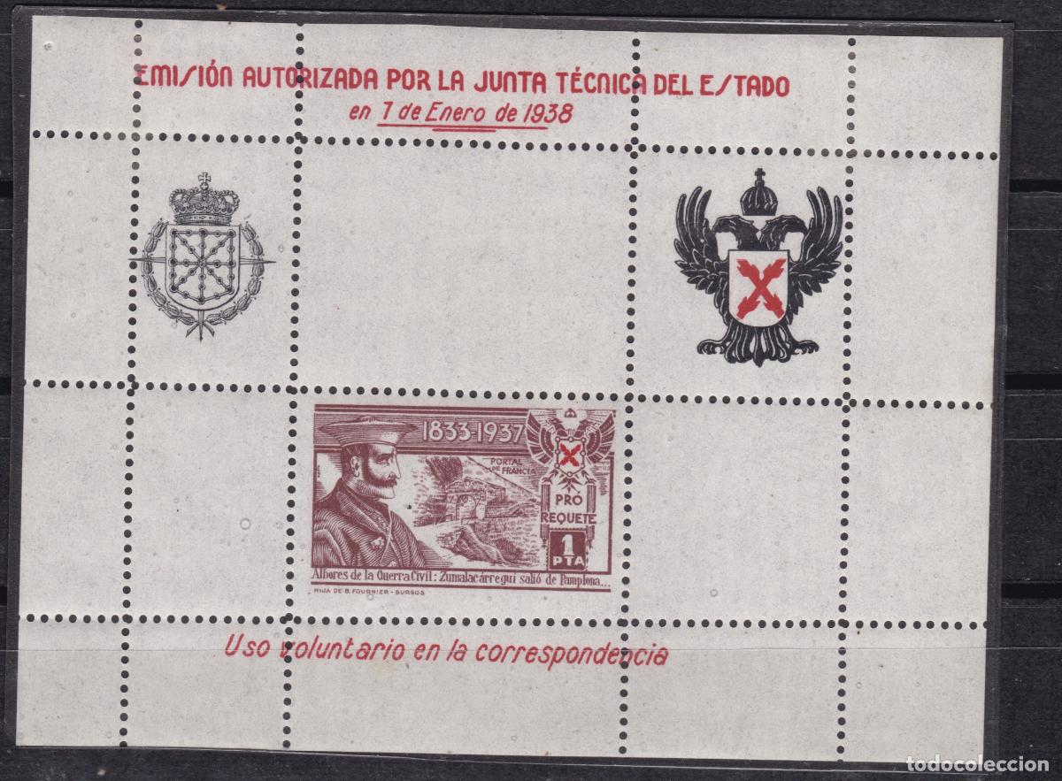 Sellos: AA30- Guerra Civil Hojita REQUETES Valor 1 Pta Nueva * LUJO