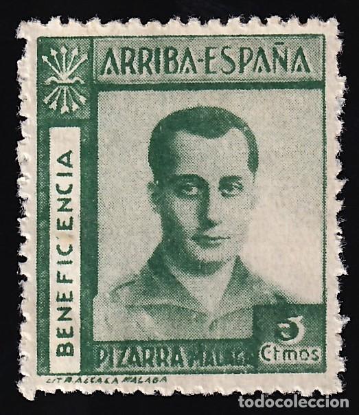 Sellos: Falange Espa&ntilde;ola, Beneficencia. Pizarra (M&aacute;laga), 5 cts. verde