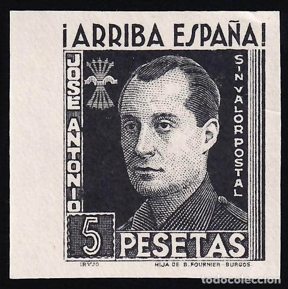 Sellos: Falange Espa&ntilde;ola, 5 pts. casta&ntilde;o, Jose Antonio Primo de Rivera, [SIN VALOR POSTAL / SIN DENTAR.]