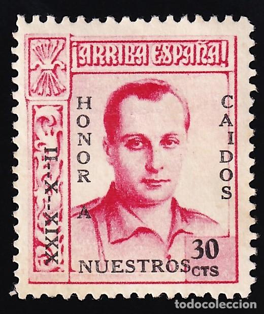 Sellos: Falange Espa&ntilde;ola, 30 c. rojo y negro, Jose Antonio Primo de Rivera, [HONOR A NUESTROS CAIDOS.]