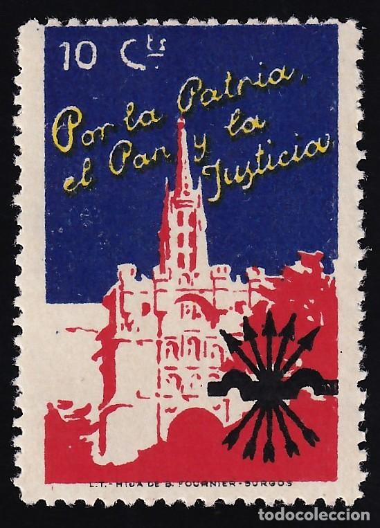 Sellos: Falange Espa&ntilde;ola, 10 cts, Catedral de Burgos [ Leyenda &rdquo;Espa&ntilde;a una Grande y Libre&rdquo;]