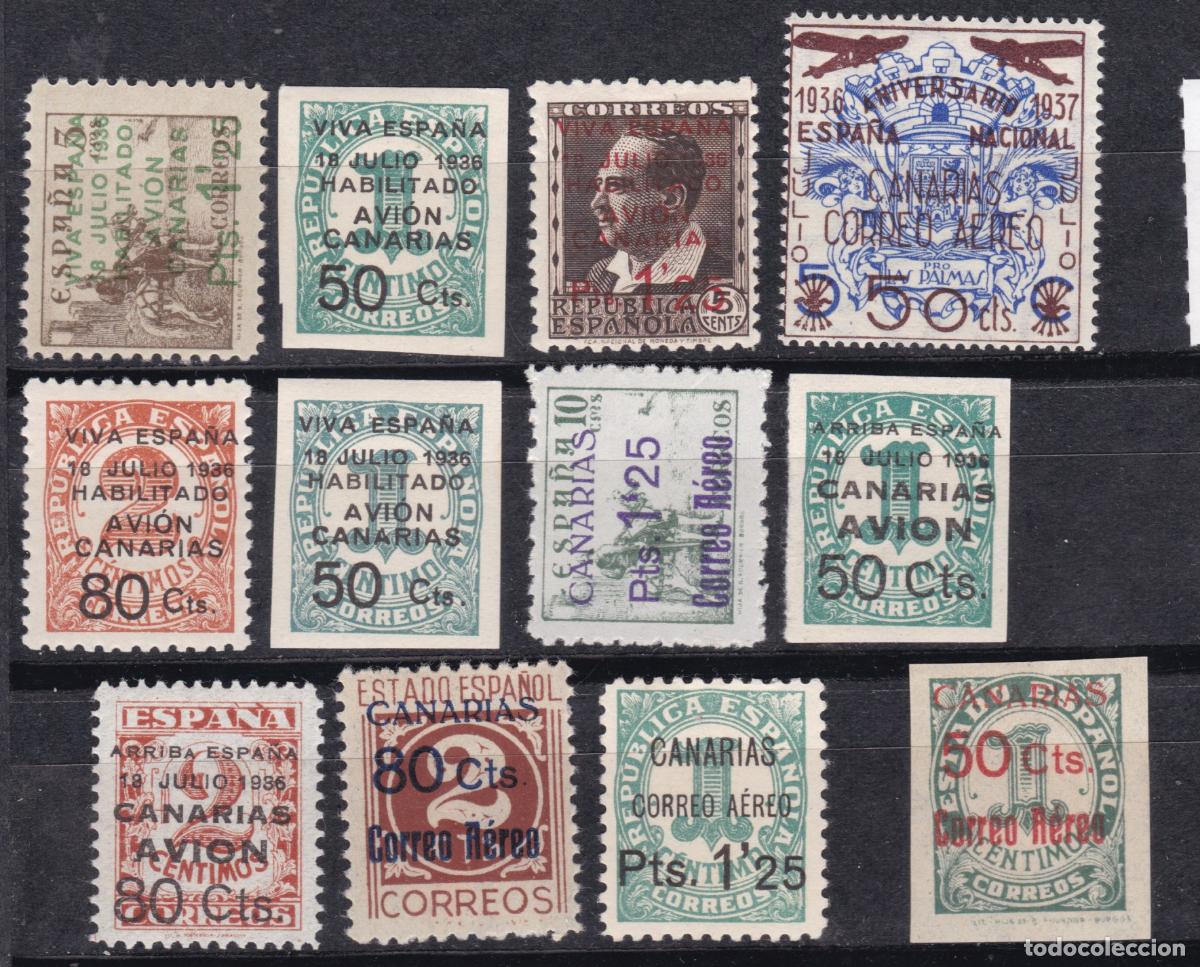 Sellos: FC4-131- Guerra Civil Locales CANARIAS x 12 Sellos NUEVOS **/*