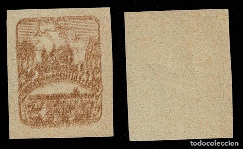 Sellos: 0022a-13 Guerra Civil Consejo de ASTURIAS Y LEON PRUEBA SIN DENTAR Variedad DOBLE IMPRESION Fesofi t