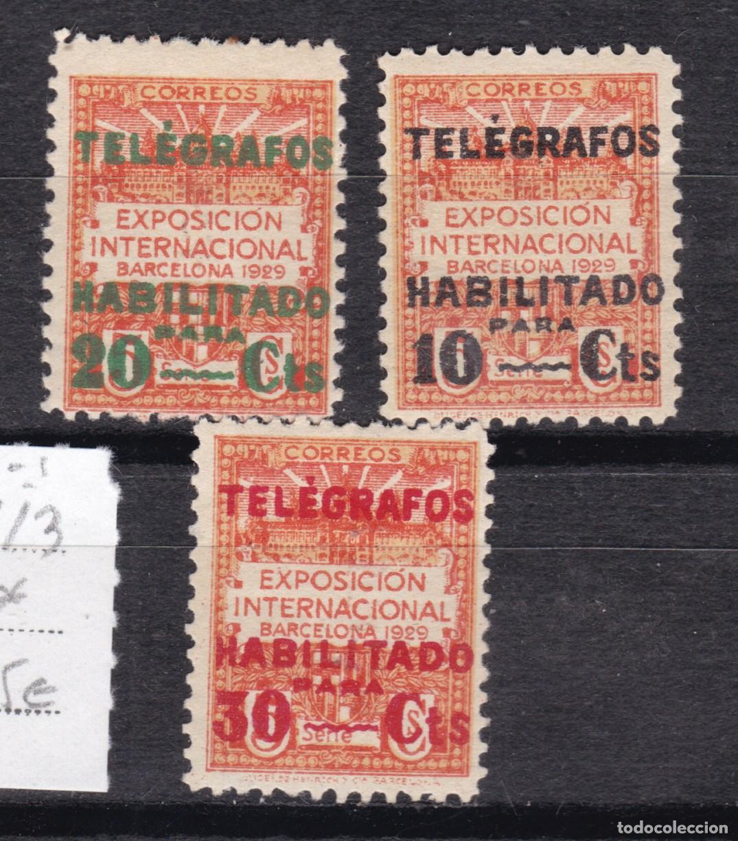 Sellos: AA6-AYUNTAMIENTO BARCELONA Tel&eacute;grafos Edifil 1/3 Nuevos * Con Fijasellos. Buena Calidad