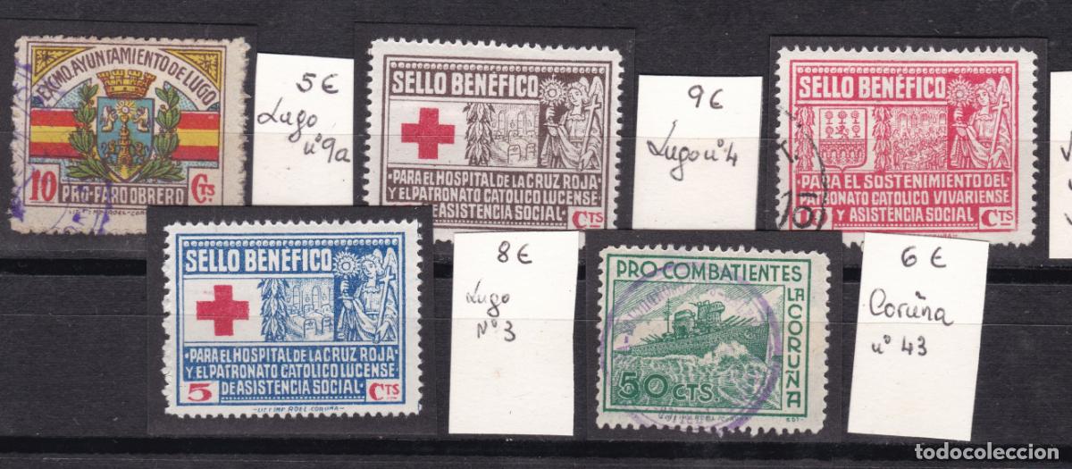 Sellos: FC4-147-Guerra Civil. Locales Ben&eacute;ficos LUGO / CORU&Ntilde;A . Perfectos