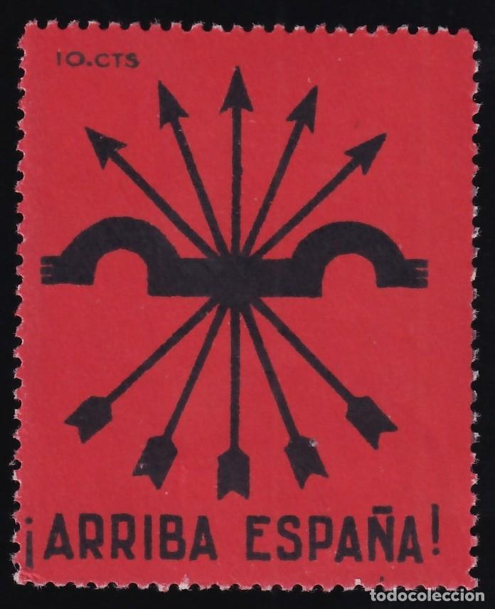 Sellos: Falange Espa&ntilde;ola, 10 cts. carm&iacute;n y negro, Emblema