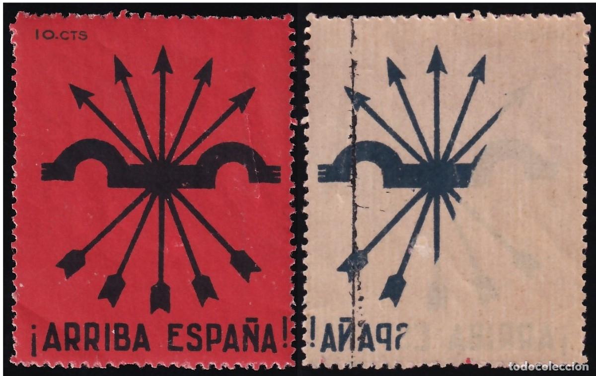 Sellos: Falange Espa&ntilde;ola, 10 cts. carm&iacute;n y negro, [Calcado parte del Emblema.]