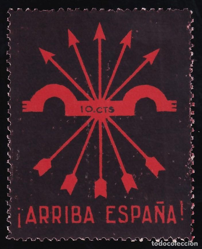 Sellos: Falange Espa&ntilde;ola, 10 cts. negro y rojo, Emblema,