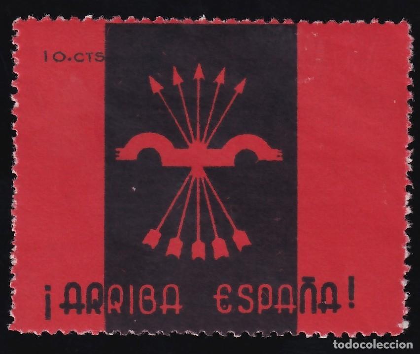 Sellos: Falange Espa&ntilde;ola, 10 cts. negro y rojo, Emblema,