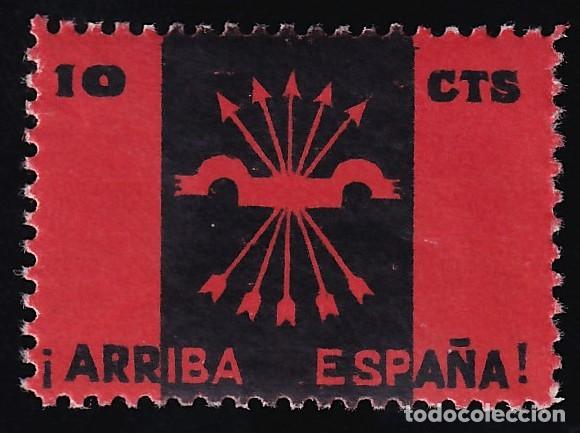Sellos: Falange Espa&ntilde;ola, 10 cts. negro y rojo, Emblema,