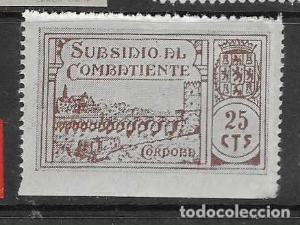 Sellos: CORDOBA- 25 CTS.-SUBSIDIO AL COMBATIENTE-- VER FOTOS