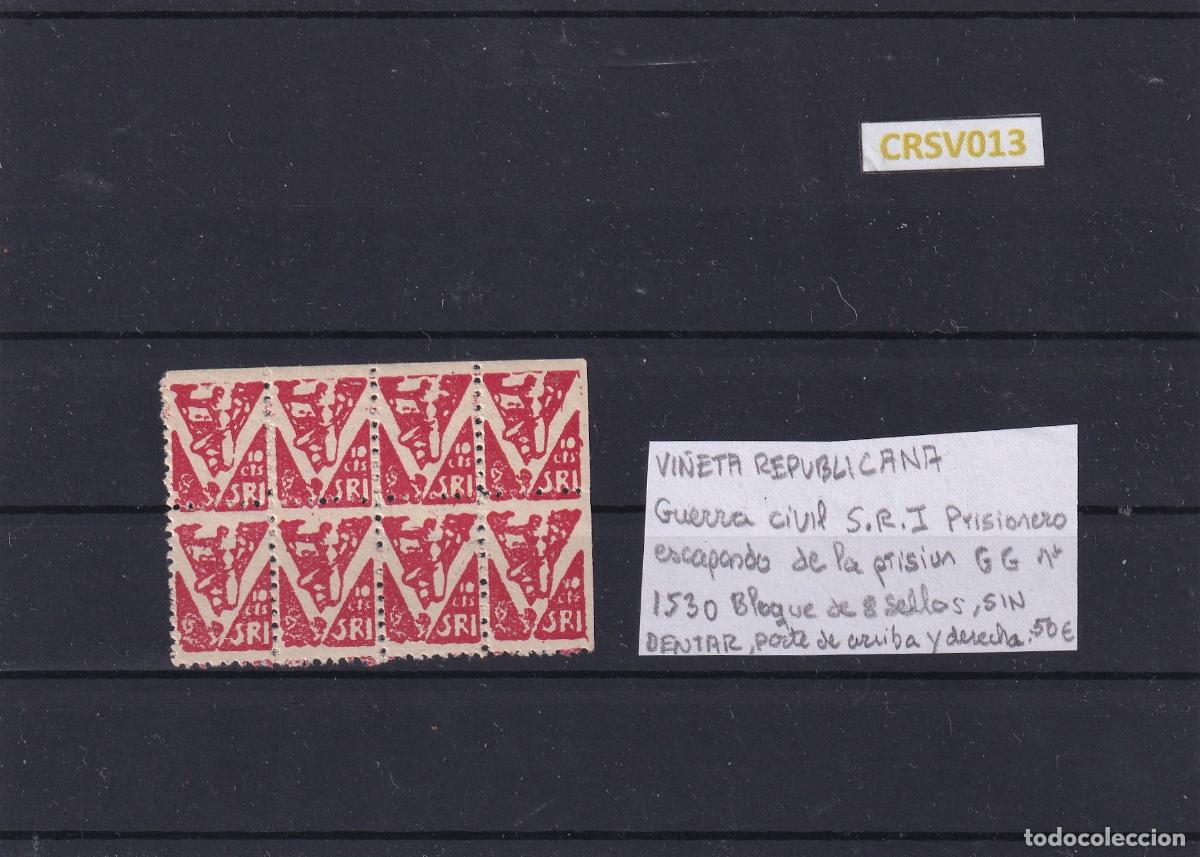 Sellos: CRSV013 VI&Ntilde;ETAS REPUBLICANAS N&ordm; 1530 BLOQUE DE 8