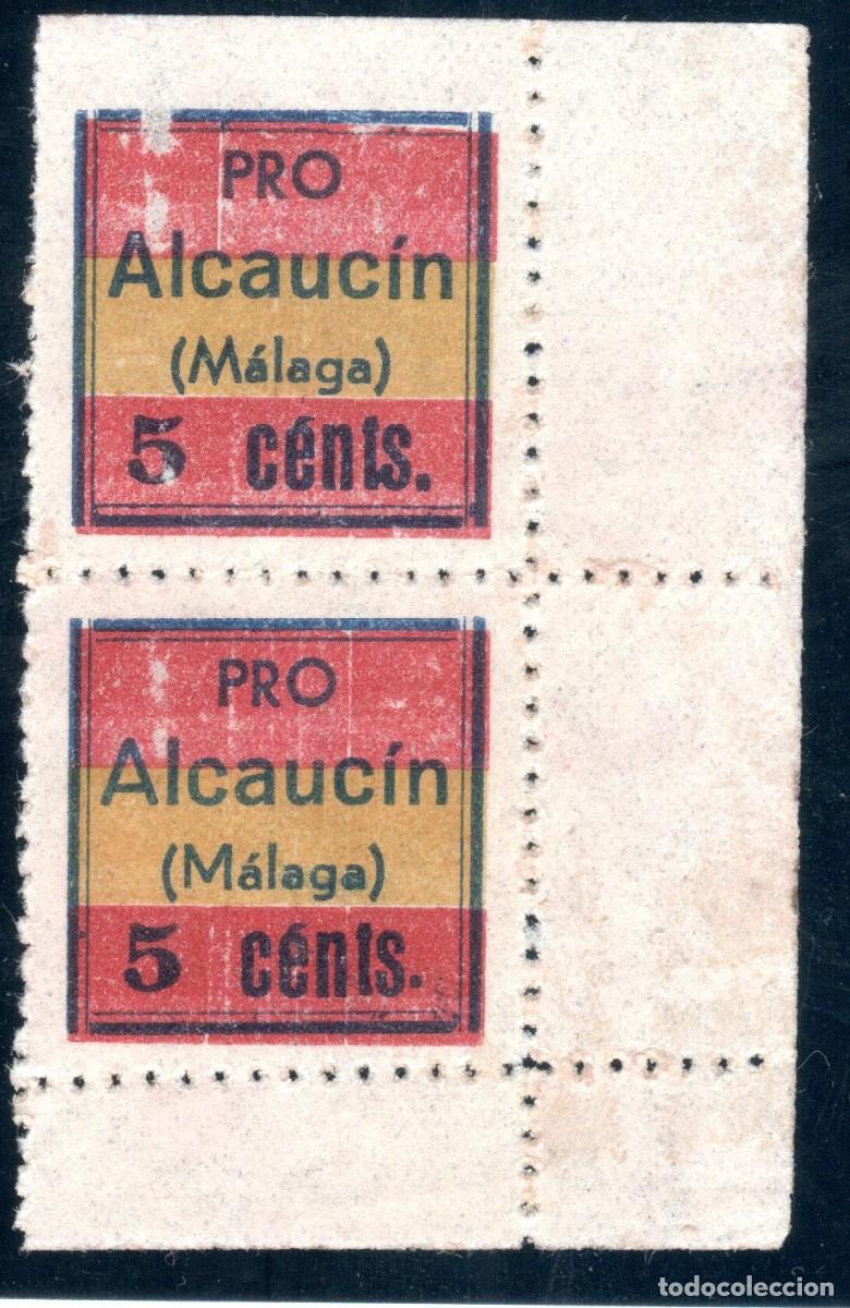 Sellos: PRO ALCAUC&Iacute;N (M&Aacute;LAGA). 5 C&Eacute;NTS. PAREJA (VARIEDAD...DISTINTOS TIPOS DE &rdquo;M&rdquo; EN CADA SELLO).