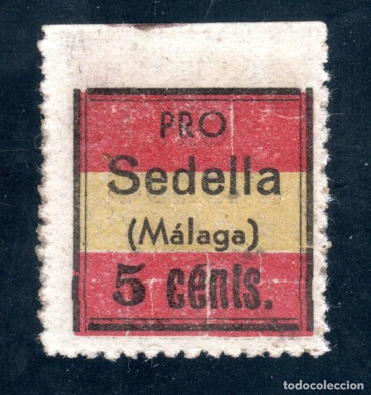 Sellos: PRO SEDELLA (M&Aacute;LAGA). 5 C&Eacute;NTS.