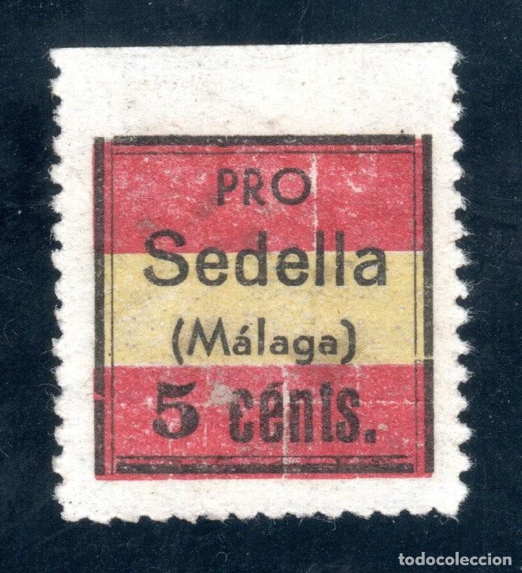 Sellos: PRO SEDELLA (M&Aacute;LAGA). 5 C&Eacute;NTS.