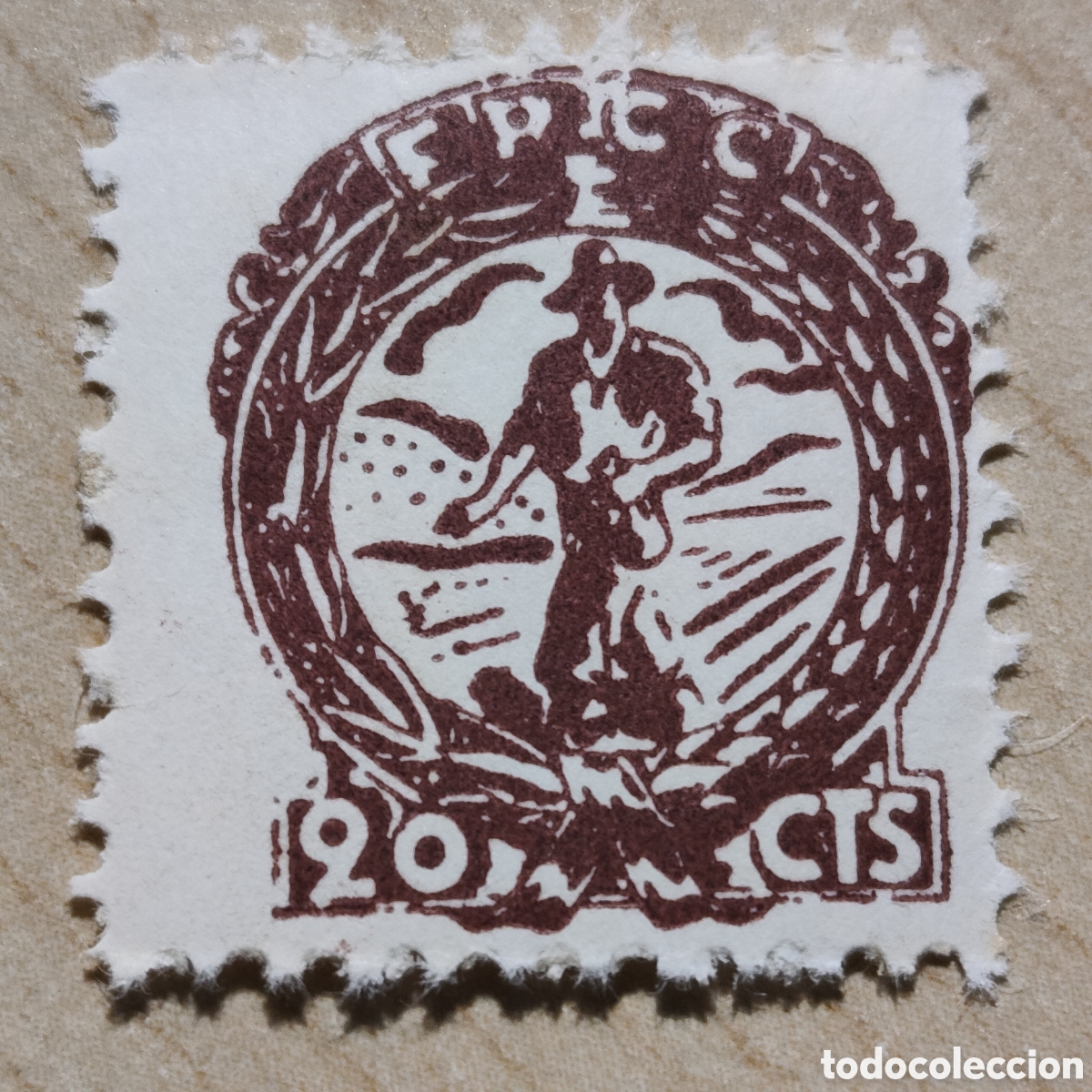 Briefmarken: a65 MUY DIF&Iacute;CIL C.N.T. A.I.T. F.R.C.C. Federaci&oacute;n Regional de Campesinos Centro Allepuz 1817 CNT AIT