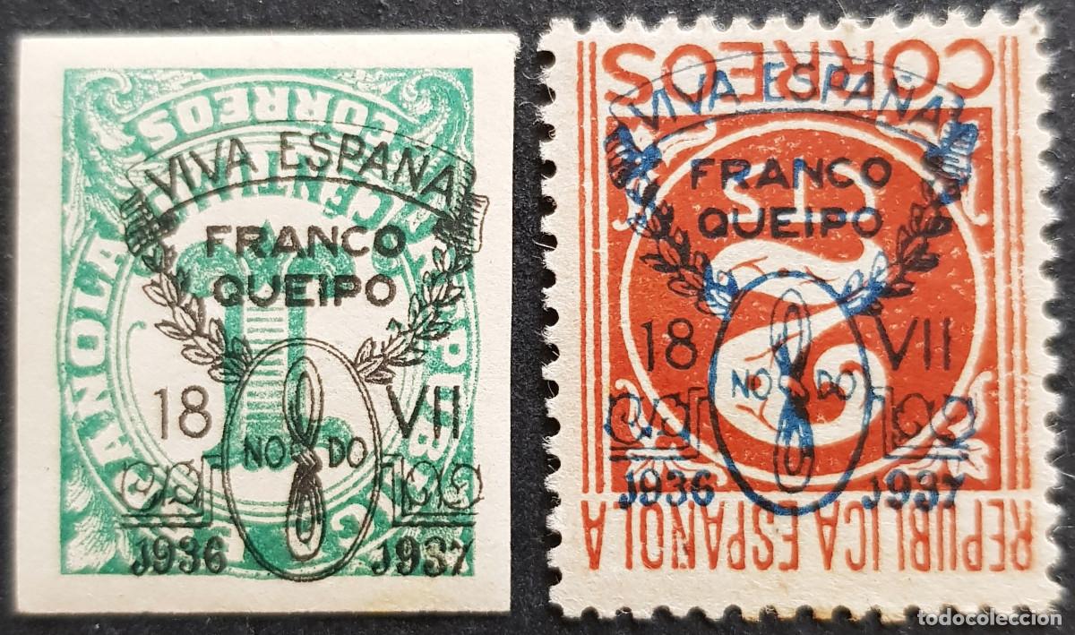 Sellos: Espa&ntilde;a a&ntilde;o 1937 Emisiones Locales Patri&oacute;ticas Sevilla sobrecarga invertida